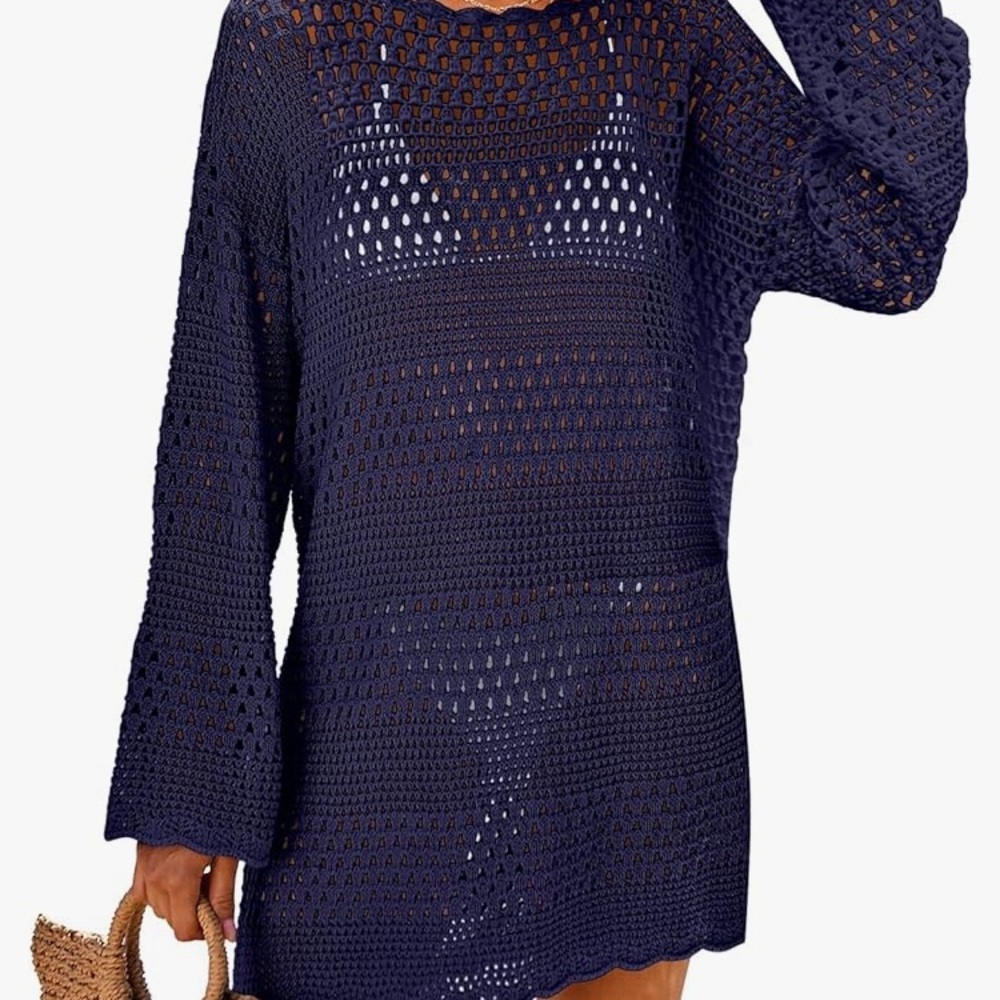 Navy Blue Crochet Sweater